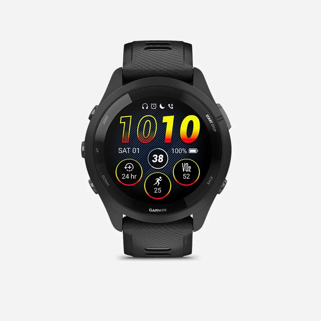 Montre GPS et cardio Garmin Forerunner 265 noire et grise avec écran AMOLED