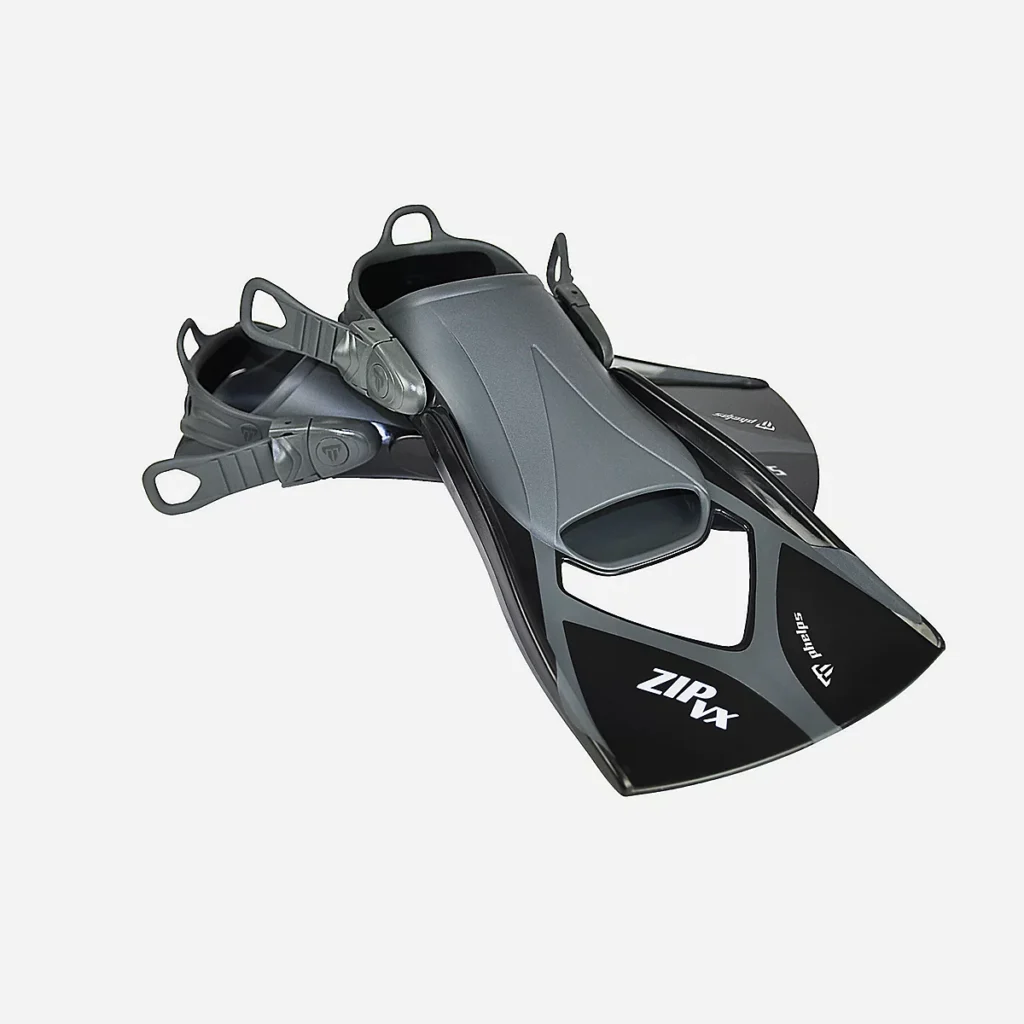 Palmes de natation courtes Aquasphere Zip VX noires avec boucles de réglage