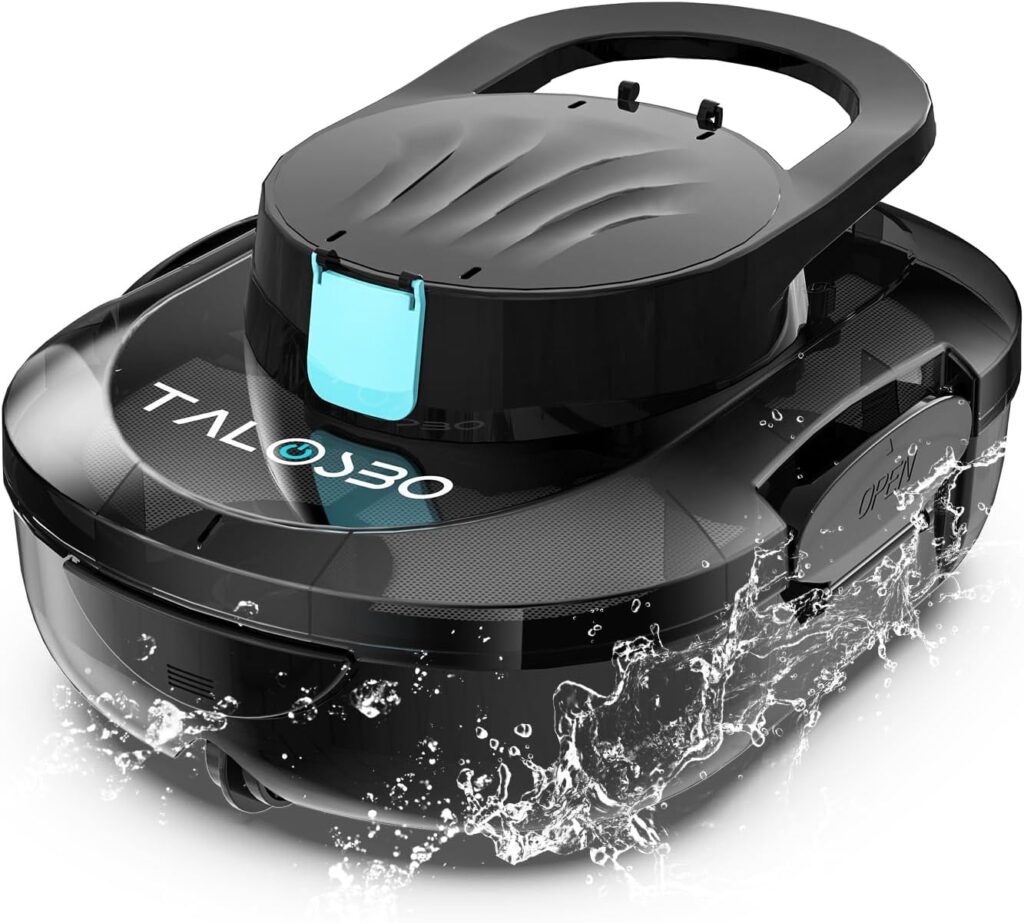 Robot piscine sans fil Pleco S1 nettoyant le fond d’une piscine hors sol à fond plat