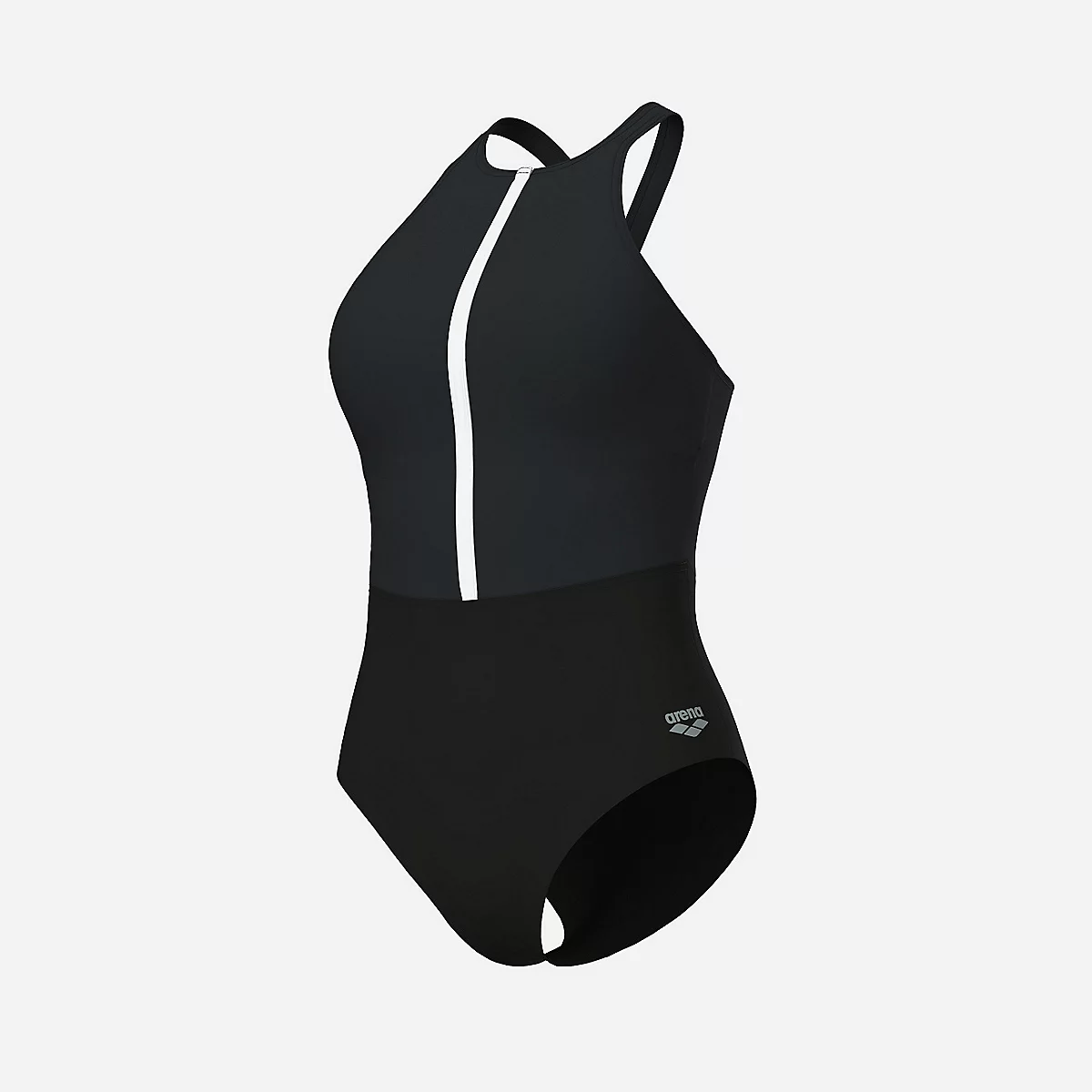 Maillot de bain 1 pièce Arena Silvia noir pour femme, avec brassière intégrée et bretelles ajustables.