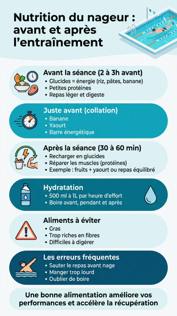 Ce que vous mangez autour de vos séances peut tout changer : découvrez les bons réflexes nutrition en natation.