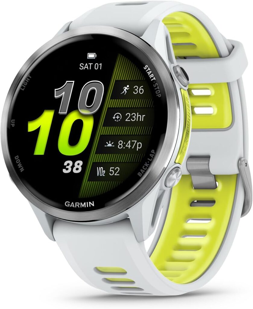 Garmin Forerunner 970, montre GPS multisport premium avec écran AMOLED, cartographie intégrée, triathlon, appels Bluetooth, autonomie longue durée et suivi santé avancé.