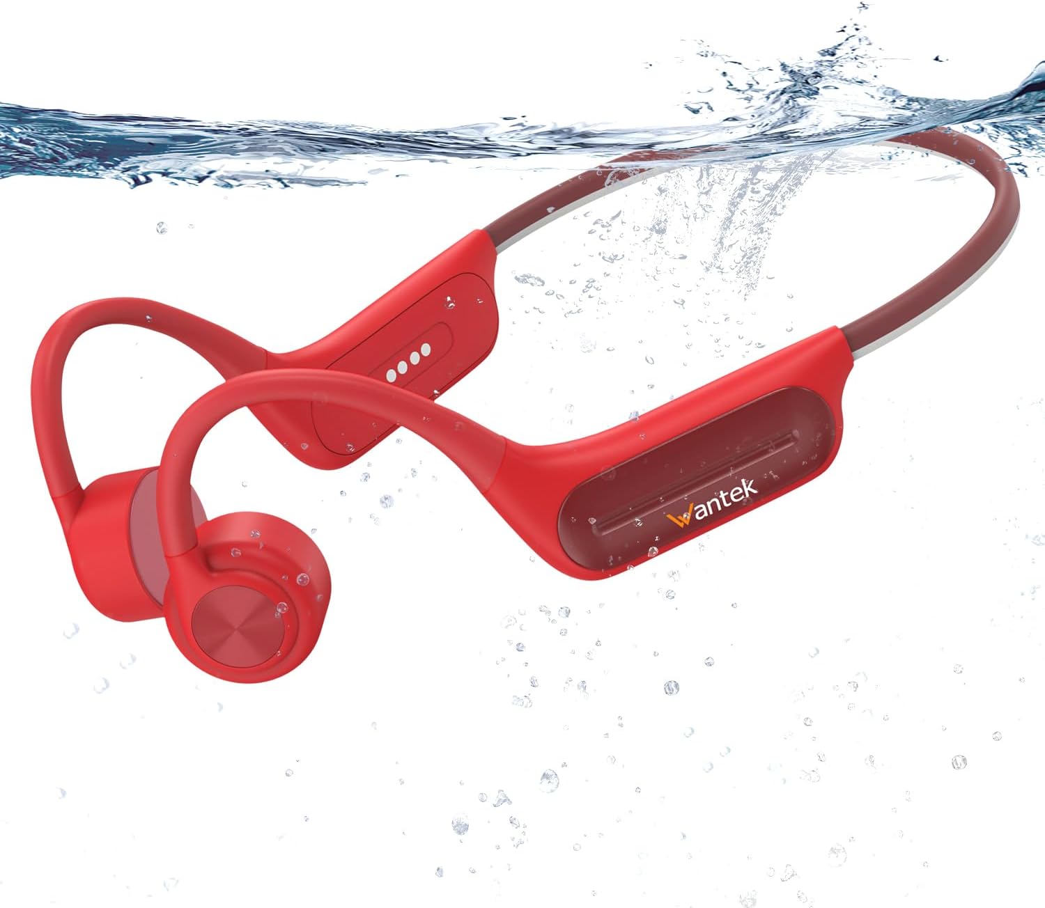 Casque conduction osseuse Wantek IP68 : Bluetooth + MP3 32 Go intégré pour écouter ta musique même sous l’eau. Idéal natation et sport.